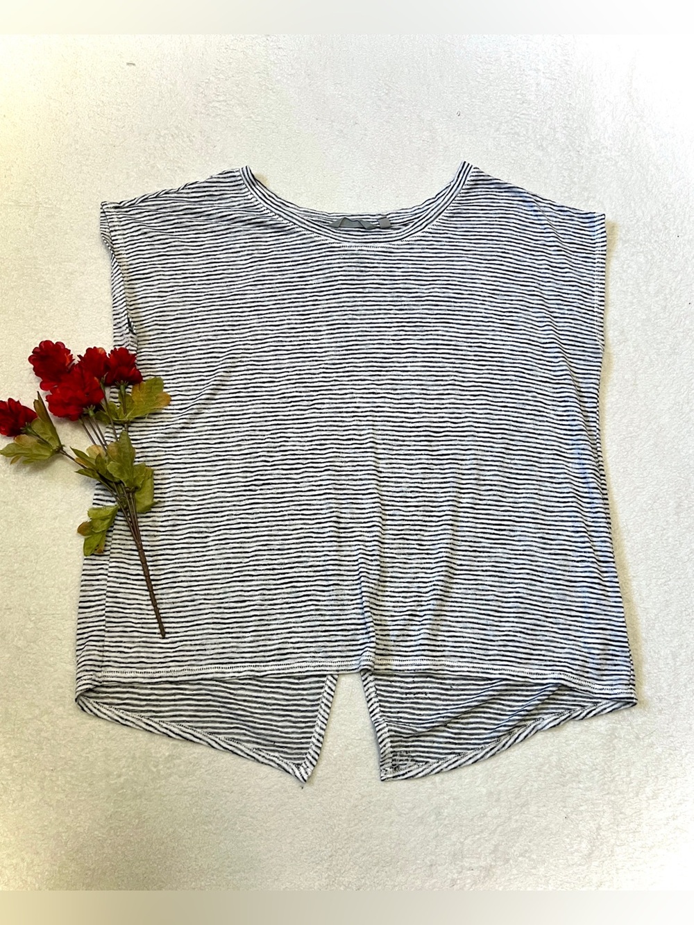 Athleta Striped Breezy Tulip Cross Back Short Sleeve Top - XL